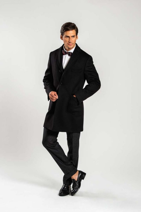 Cappotto uomo in lana nero
