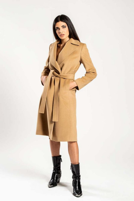 Women coat in camel angora wool and cashgora