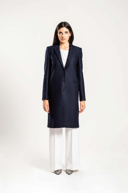Cappotto donna in lana blu
