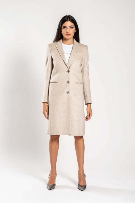Cappotto donna in lana beige