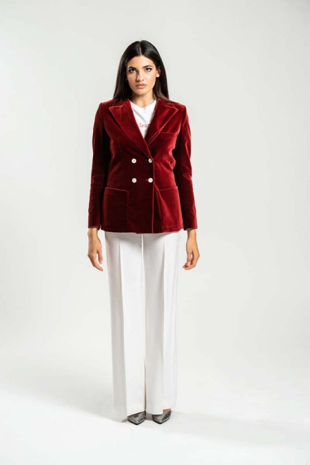 Women jacket in red bordeaux smooth velvet