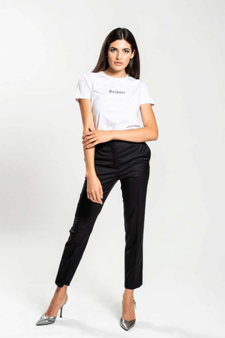 T-shirt donna con ricamo a mano nero