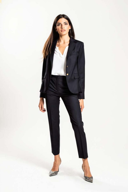 Women suit in blue stretch wool