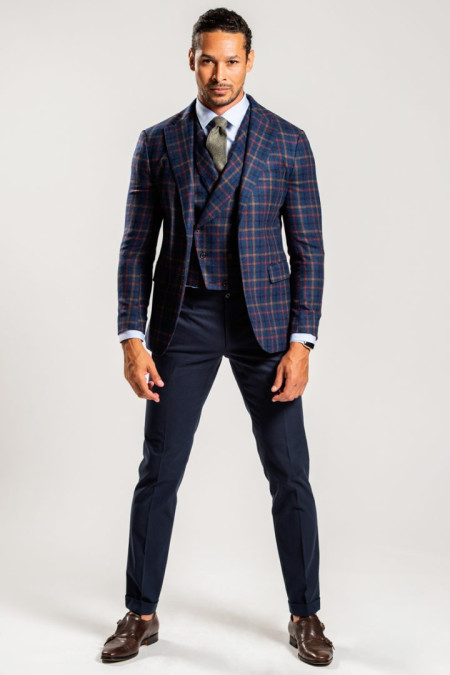 Giacca uomo a quadri con gilet