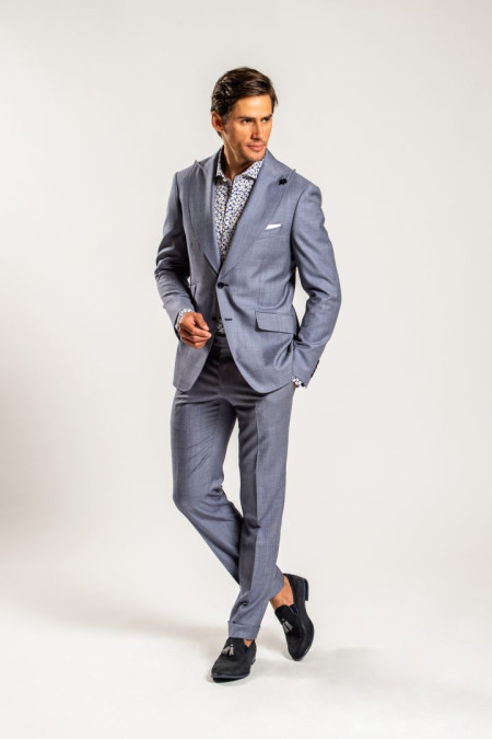Abito uomo in 100% lana blu chiaro