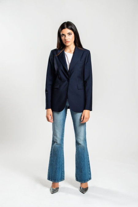 Giacca donna in fresco lana blu