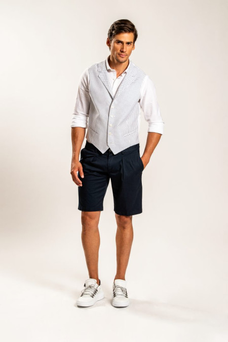 Gilet uomo in cotone a motivo azzurro e bianco