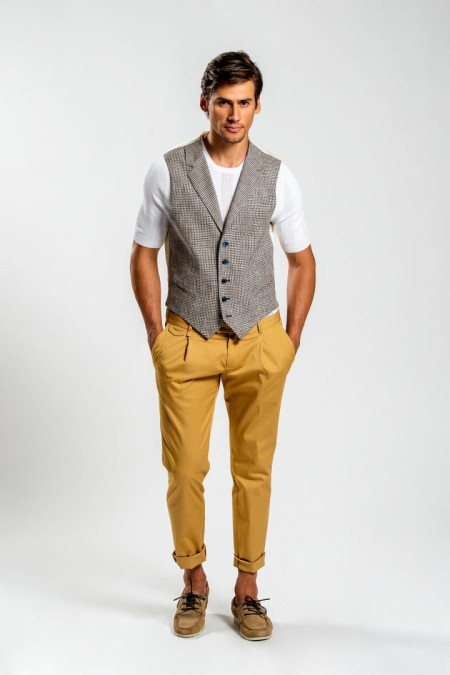 Gilet uomo a motivo blu e beige