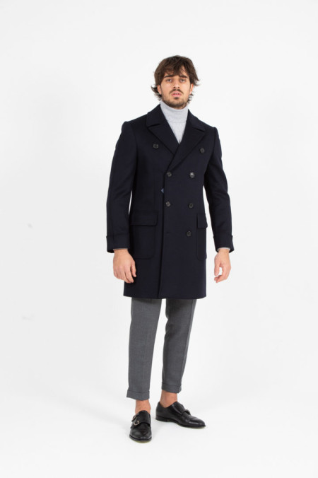 Cappotto lungo doppiopetto in lana
