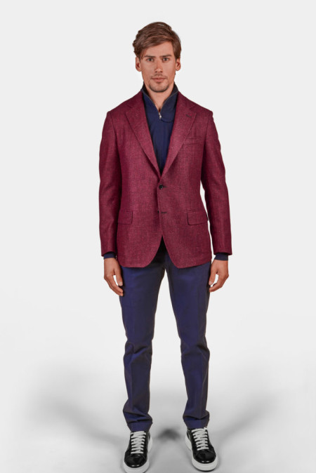 Giacca uomo decostruita in misto lana bordeaux