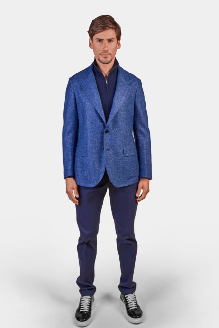 Giacca uomo decostruita in misto lana blu