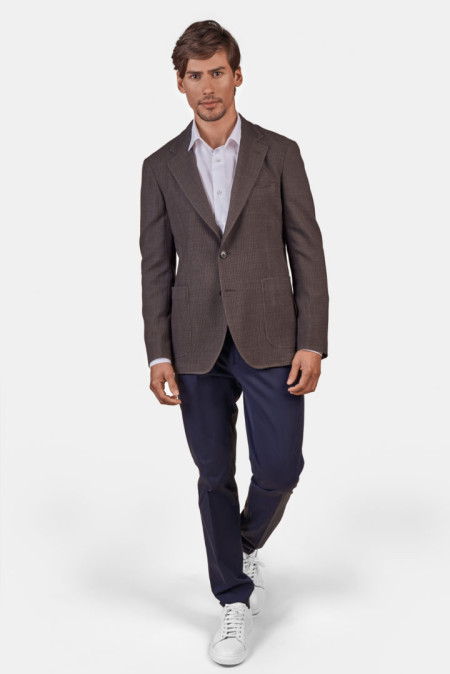 Men’s jacket in brown summer wool
