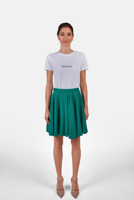 SKIRT IN GREEN STRETCH FABRIC