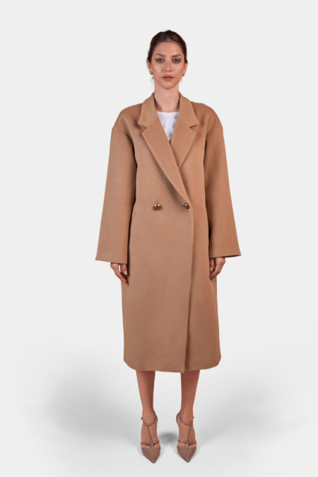 Cappotto donna cammello misto lana