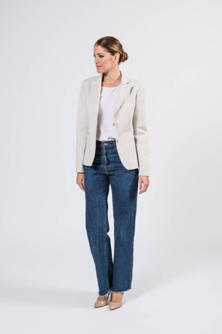 Women jacket in light grey stretch cotton