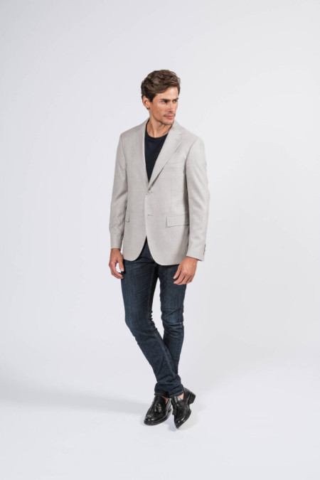 Men jacket in light beige wool