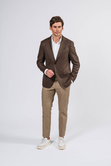 Men jacket in brown wool