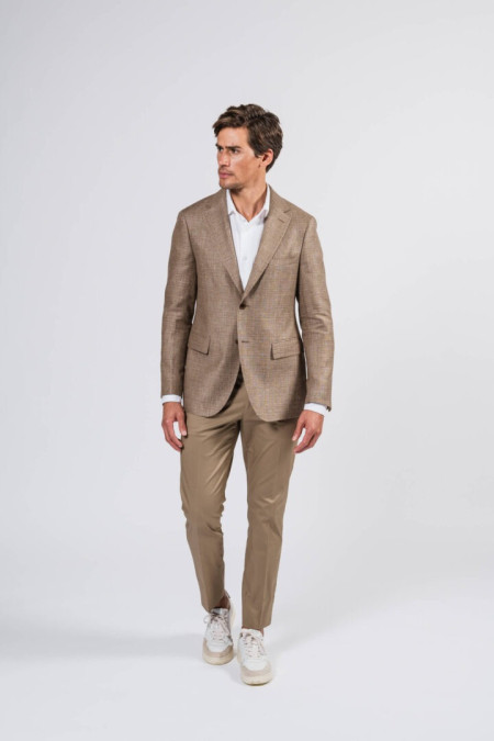 Men jacket in safari wool and linen