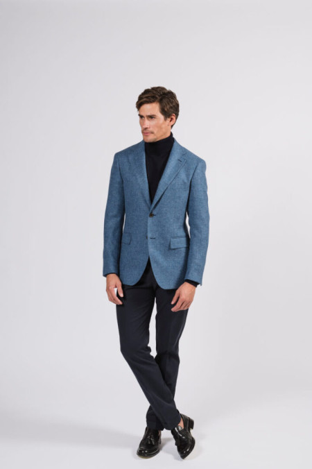 Men jacket in sugar paper shetland wool