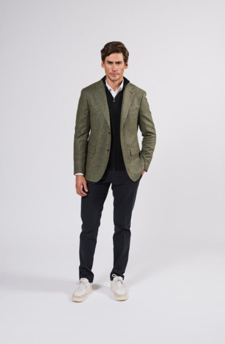 Men jacket in greenie shetland wool