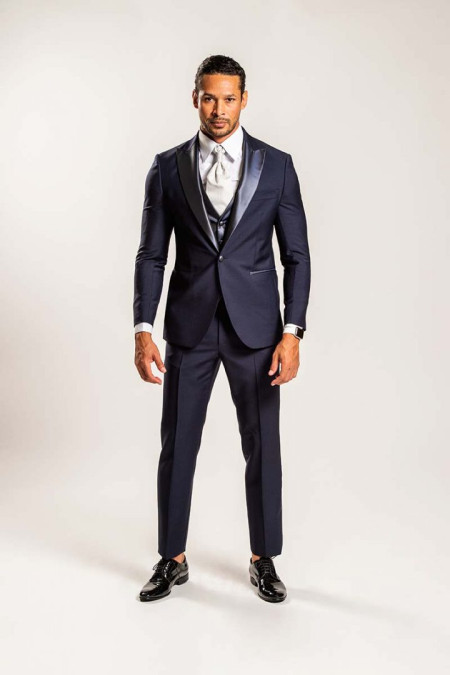 Blue tuxedo with contrasting vest