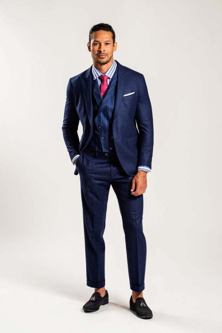 Wool suit with pinstripe vest