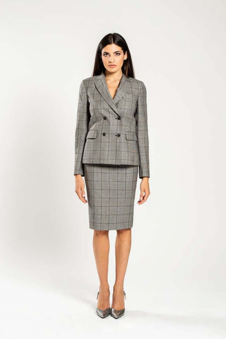 Women suit in black and white prince of wales wool