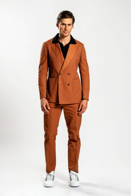 Men’s suit in copper technical cotton