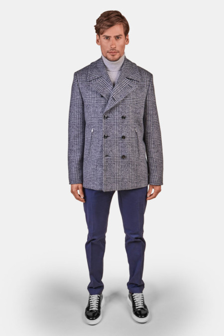 Men’s jacket in 100% checked wool