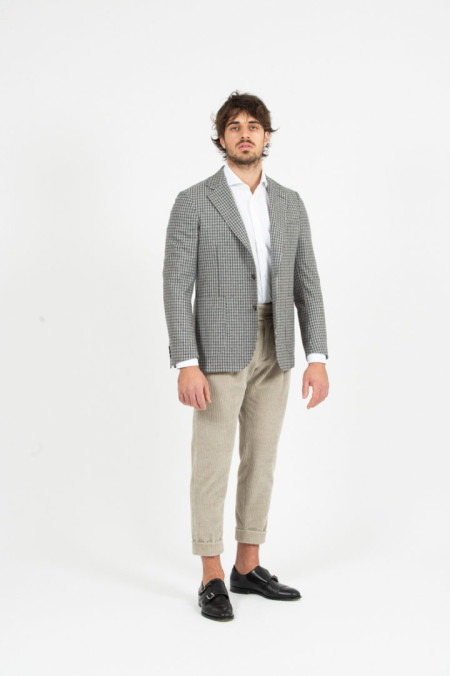 Men’s jacket with geometric pattern 100% wool