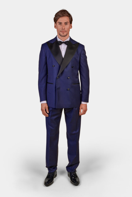 Men’s tuxedo suit in fresh blue flaming wool