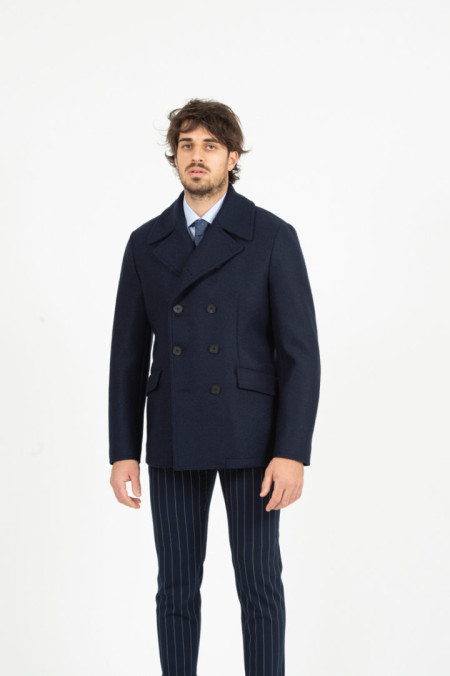 Men’s jacket in 100% blue wool