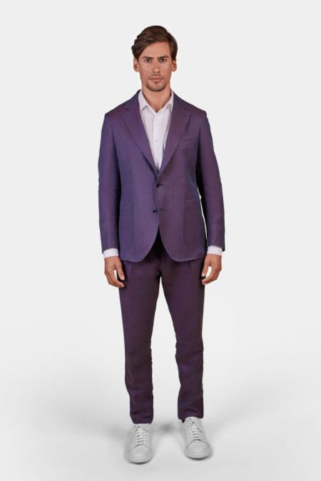 Men’s suit purple in linen