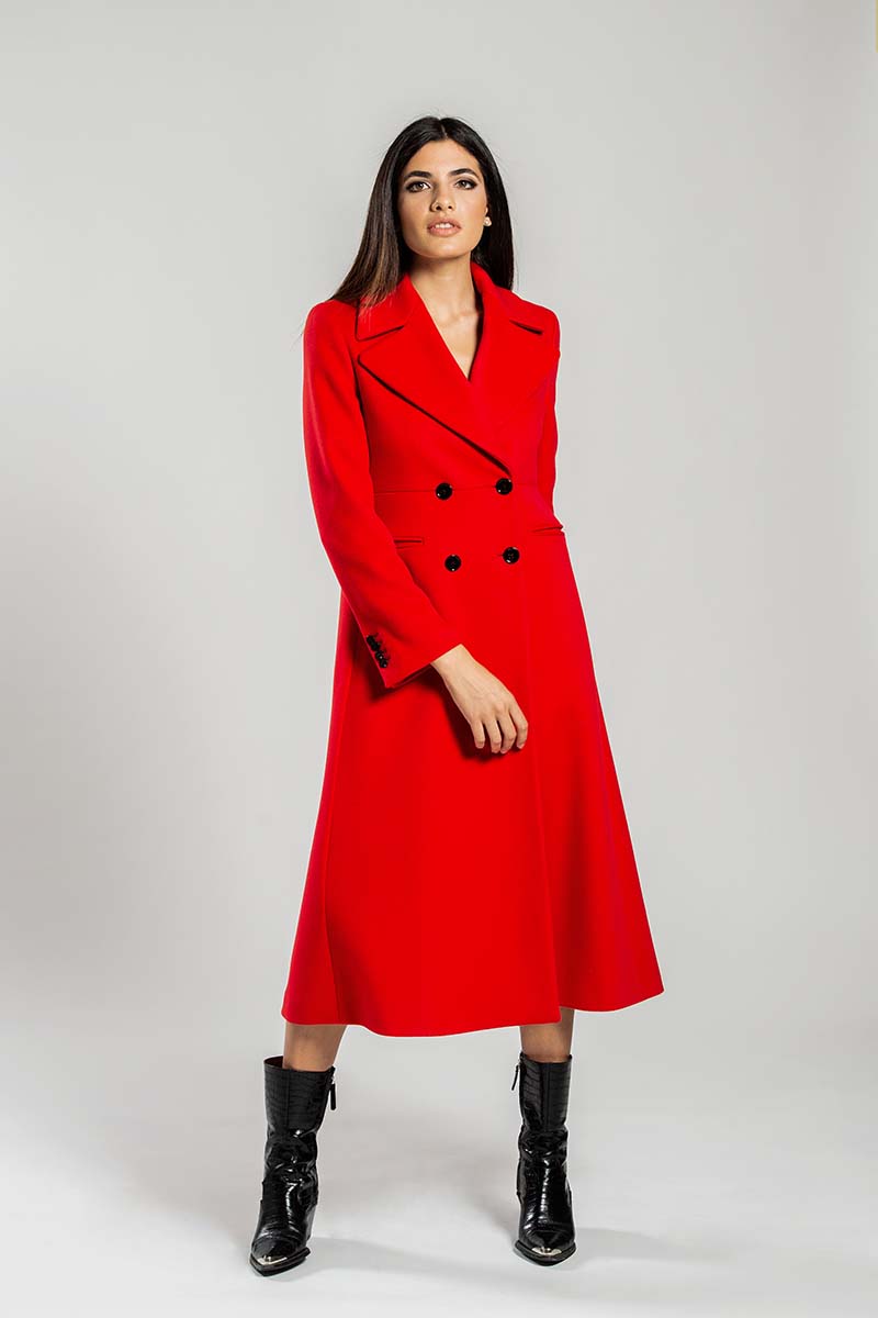 Cappotto donna in lana rosso