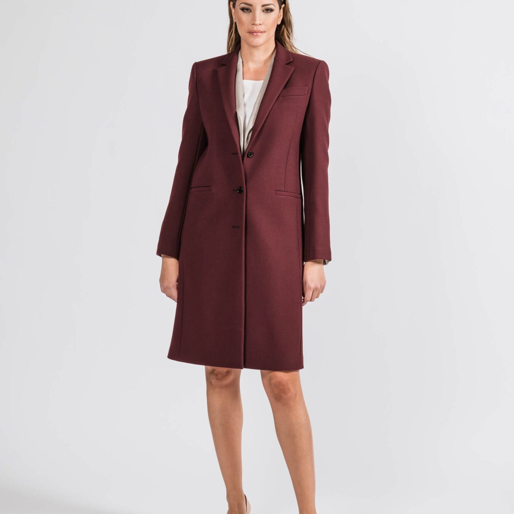 Wine wool coat hotsell