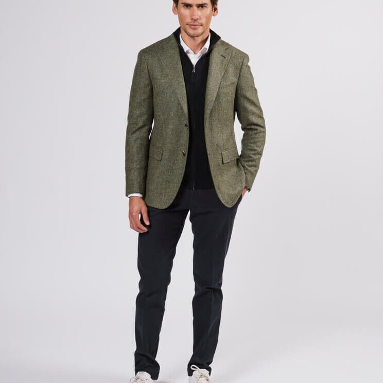 Giacca uomo in lana shetland verdone Creazioni Baleani